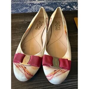Salvatore Ferragamo Vara Cloth Ballet Flats Sz. 8.5